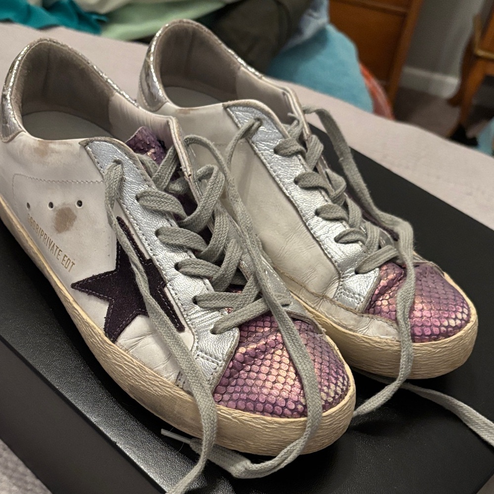Women's Golden Goose Metallic Pink Star Accent Sneakers